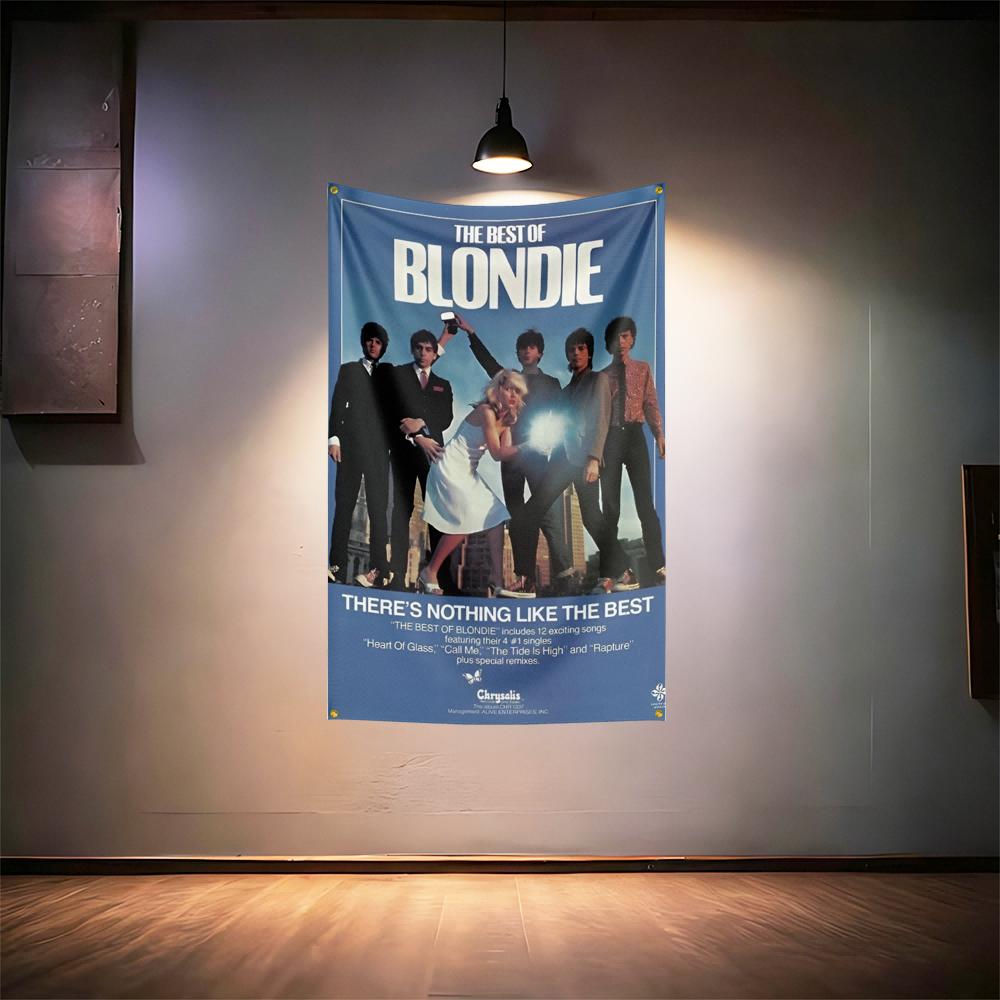 Флаг Рок-музыки 3x5 футов Для фанатов Blondie Баннер HD-печать Латунные люверсы Декор стены гаража, спальни, гостиной, общежития Гобелен