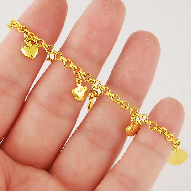 Japanese and Korean Fashion Simple Imitation Gold Bracelet Gold Heart Bracelet