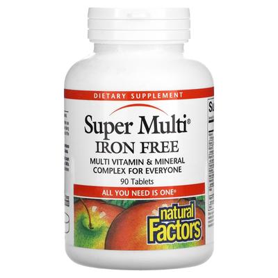 Natural Factors, Супер Мульти, Без Железа, 90 Таблеток