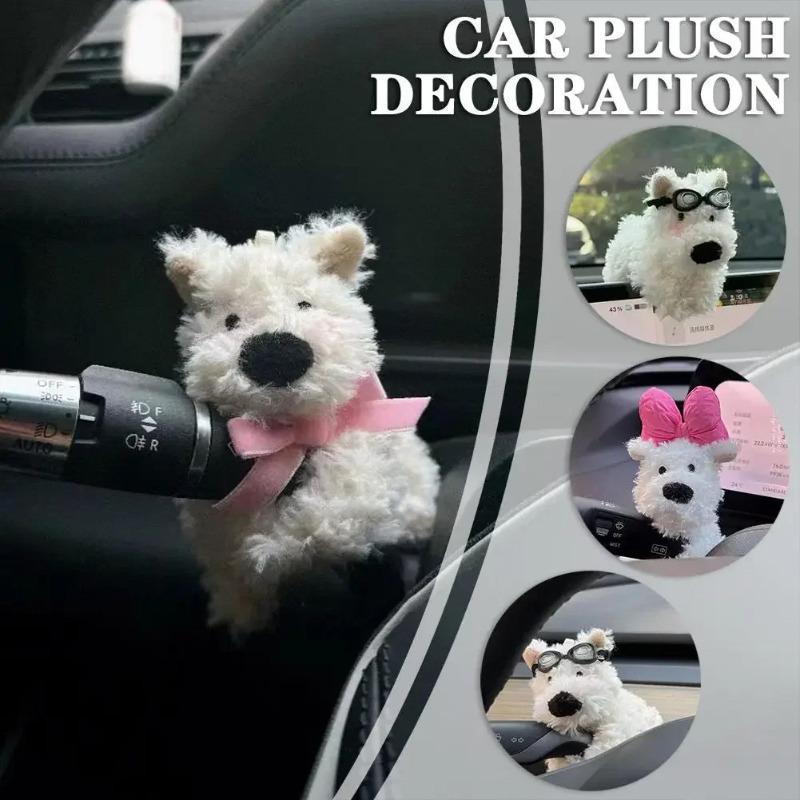 Puppy Plush Doll Clutch Decor,Car Wiper Turn Signal Switch Decoration,kawaii Dog Car Wiper Doll Ornament Car Interior Accessorie