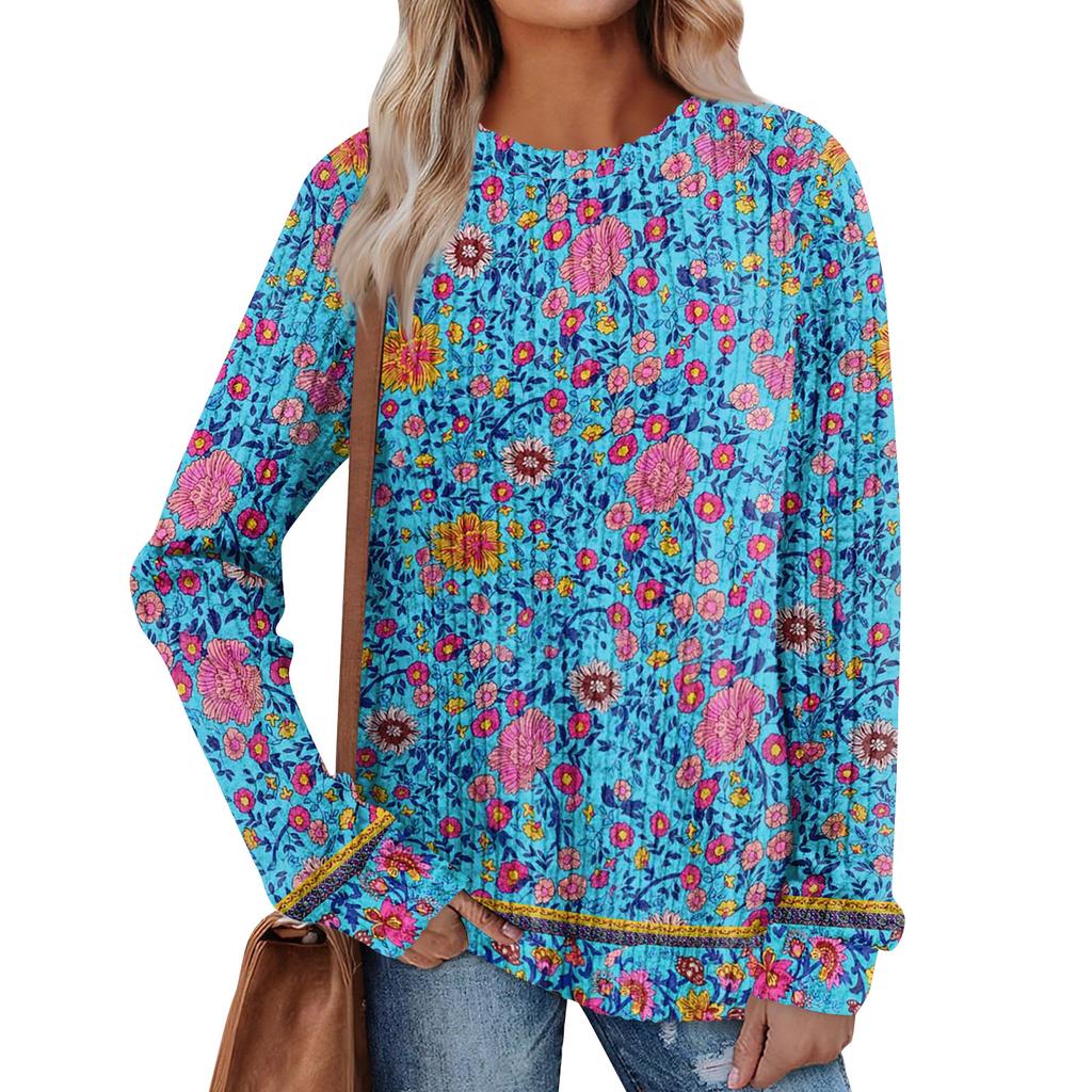 Женский принт Легкий Топ с круглым вырезом из матового хлопка