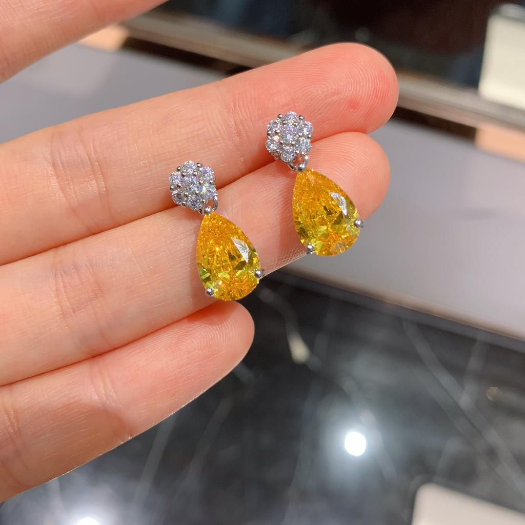 Ювелирные изделия Популярные Имитация Желтого Бриллианта Подвеска-Капля Серьги Набор Ювелирных Изделий 8 * 12