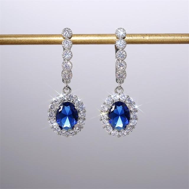 Нежные серьги-капли для женщин, роскошные женские аксессуары для вечеринок, яркий синий цирконий, великолепный подарок на годовщину, ювелирные изделия