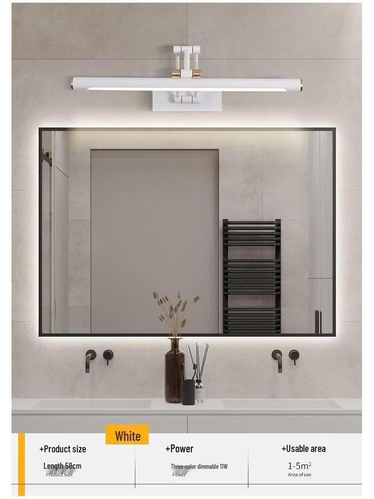 LED Foldable Vanity Light: Minimalist, Punch-Free, Waterproof, Fog-Proof Chinese Mirror Cabinet Wall Light for Bathroom Makeup.