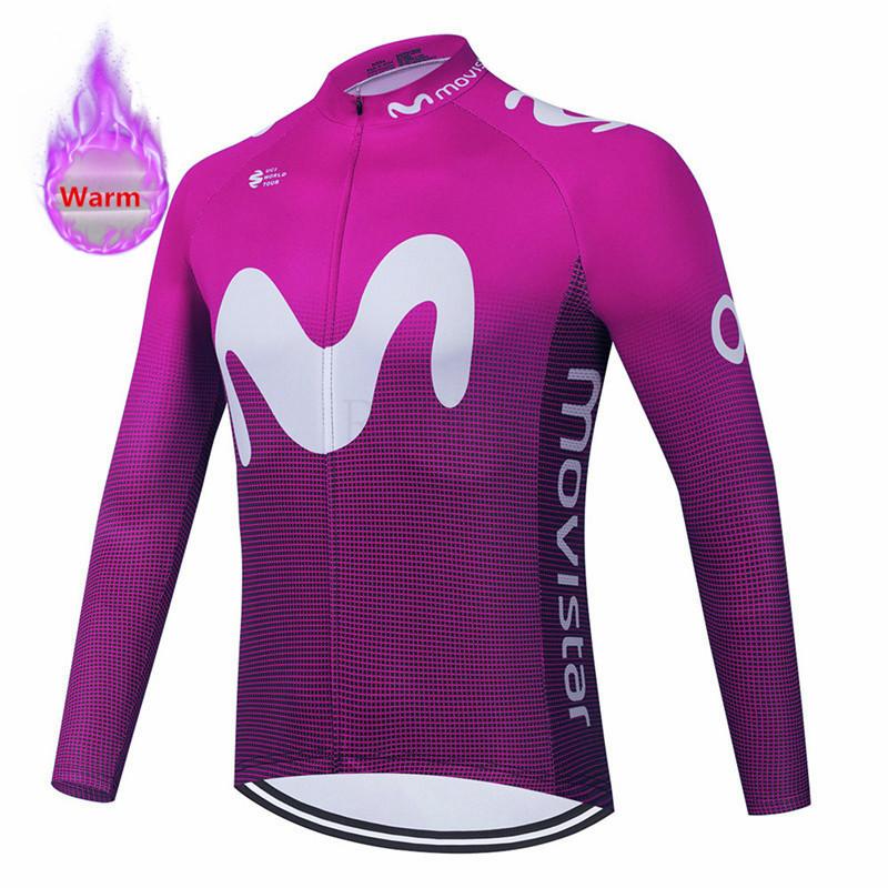 Red Movistar Winter Fleece Cycling Jersey Set Mountian Bike Wear Bicycle Clothes Ropa Maillot Ciclismo Hombre Racing Clothing