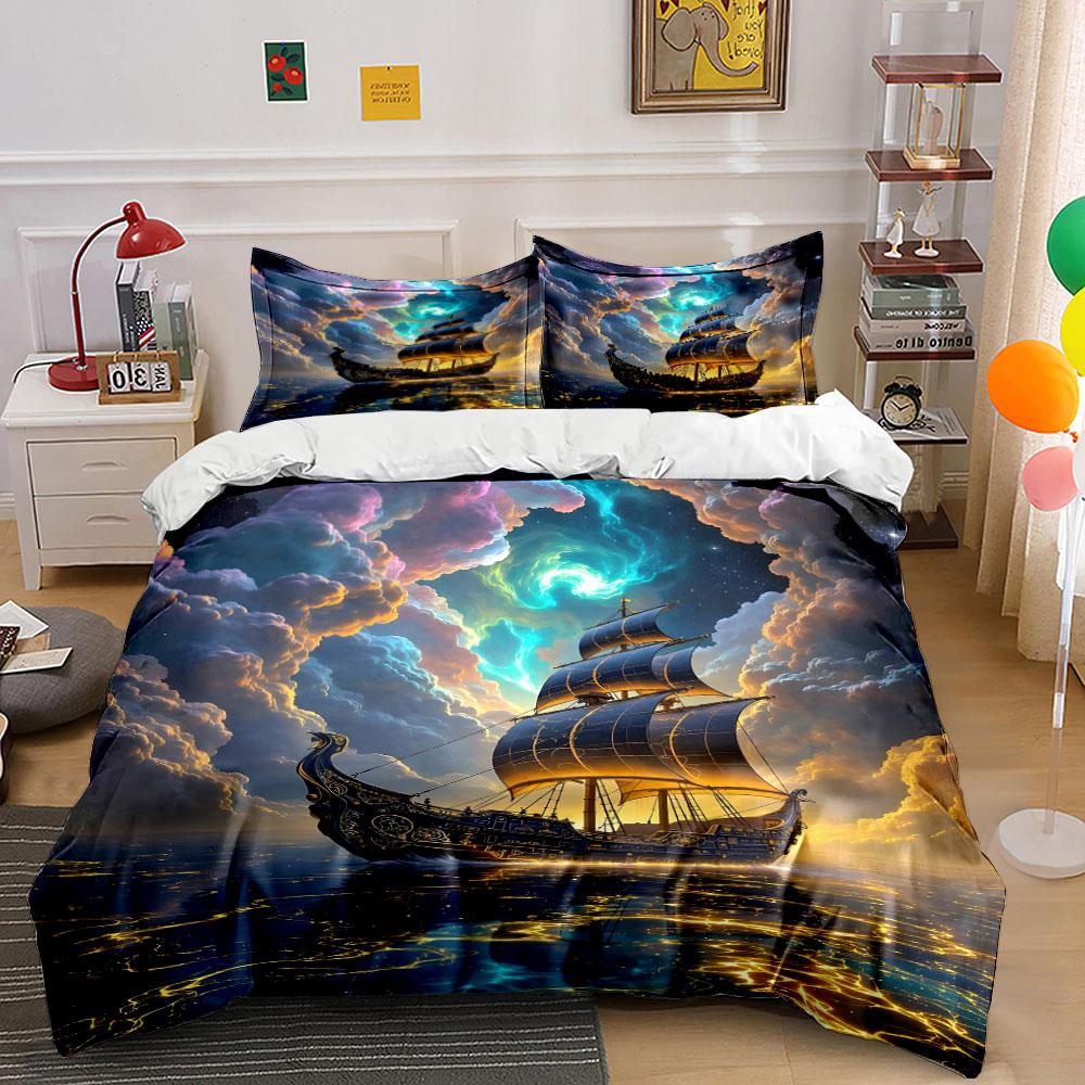 Sailing ship amidst clouds. Bedding sets Duvet cover sets Duvet covers Pillowcases(1 * Duvet Cover 2 * Pillowcases without duvet insert)