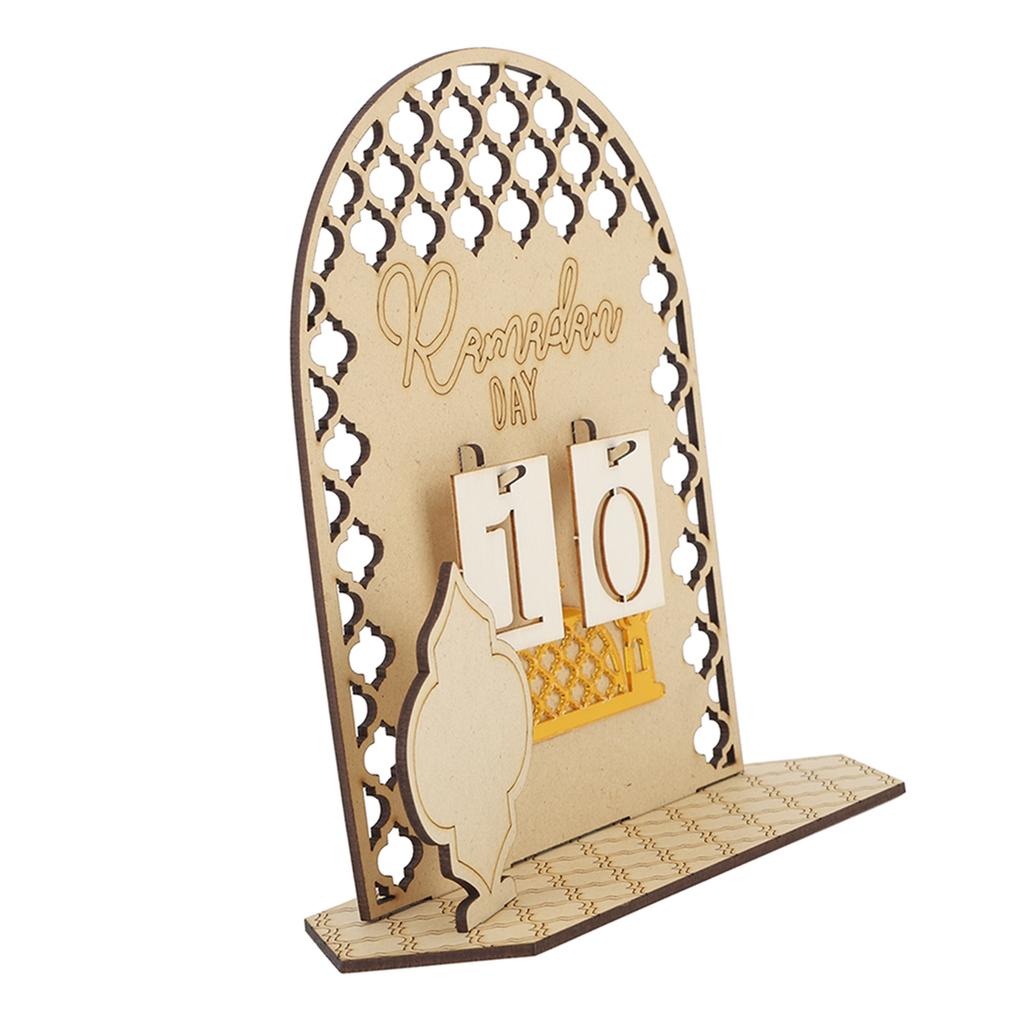Ramadan Countdown Calendar Wooden Decorative Ornament DIY Eid Calendar for Home Party Holiday Type