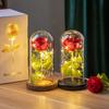 Artificial Flowers LED Red Rose Creative Rose In Glass Cover with Stand Luminous Flower Ornament Mother's Day Christmas Gifts