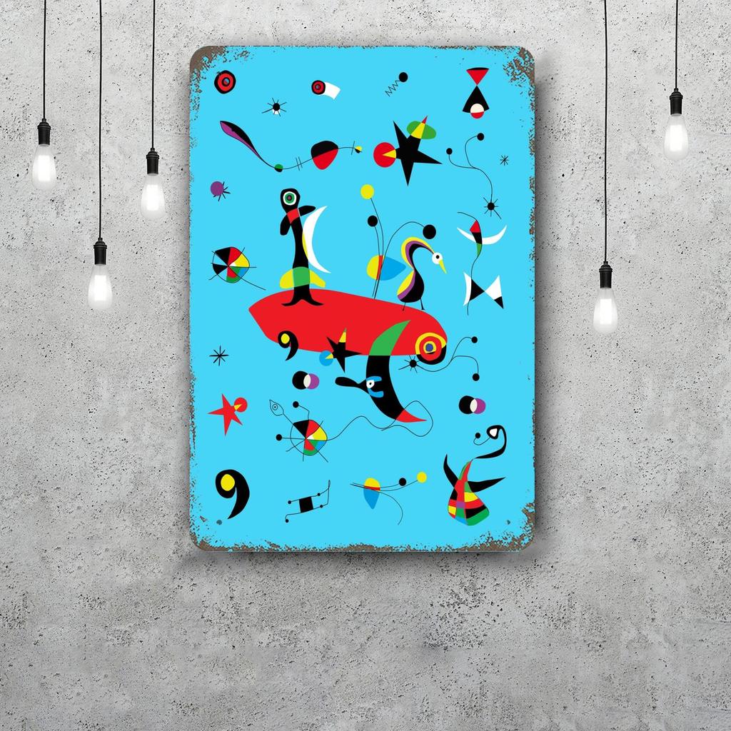 Mfoever Tin Sign Miro Art Vintage Tin Sign Home Decor Wall Decor Art Wall Mural Room Decoration Decor Retro Metal Sign Plate Bar Posters