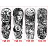 Татуировка с большим рукавом, розой, часами, глазом, водостойкая временная татуировка, наклейка, Лев, Король волков, боди-арт, полная поддельная татуировка для женщин и мужчин