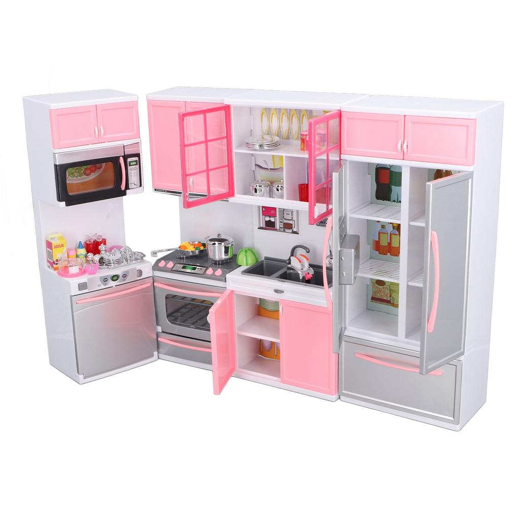 Kids Play Kitchen Toy Plastic Simulation Multifunctional Toddler Kitchen Playset for Home