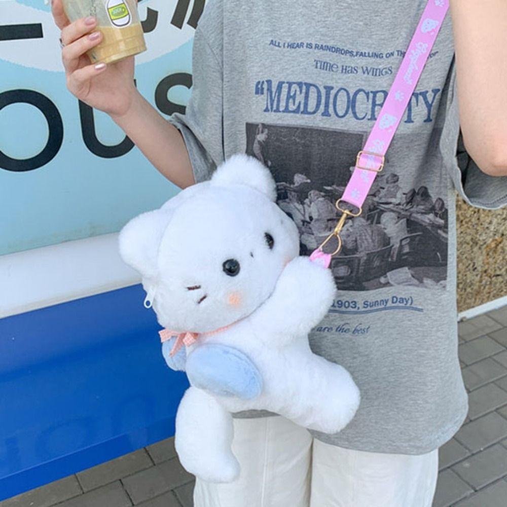 Korean Style Plush Doll Crossbody Bag JK Lolita Animal Shoulder Bag Children's School Bag Outdoor