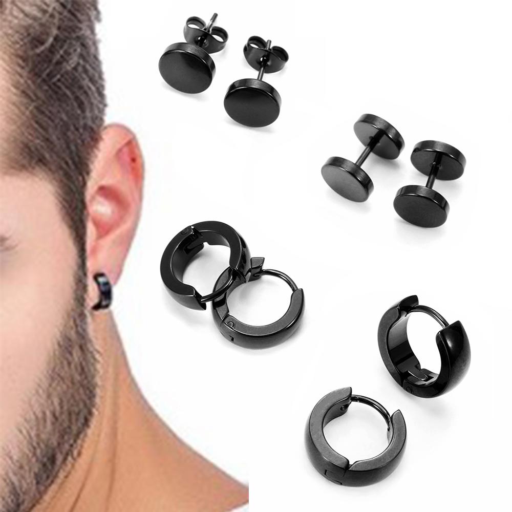 Black Color Cartilage Helix Piercing Ear Studs Tragus Earrings Dangle Drop Stud Round Hoop Earrings