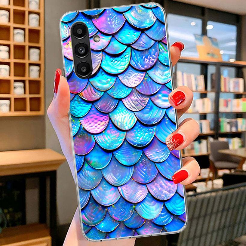 Fish Scale Pattern Mermaid Phone Case For Samsung Galaxy A17 A37 A57 A16 A26 A36 A56 A15 A25 A35 A55 A14 A24 A34 A54 A13 A23 A33