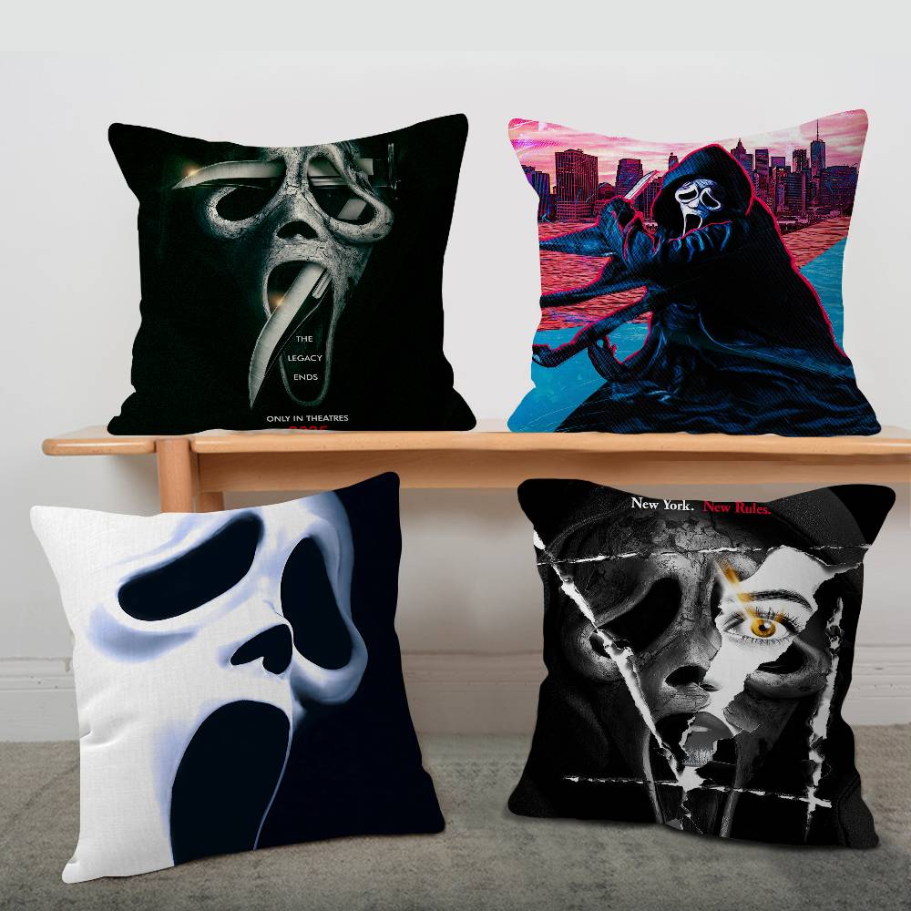 SScream Horror Movie Pillow Covers Cartoon Sofa Decorative Home Doublesided Printing Short Plush Cute Cushion Cover
