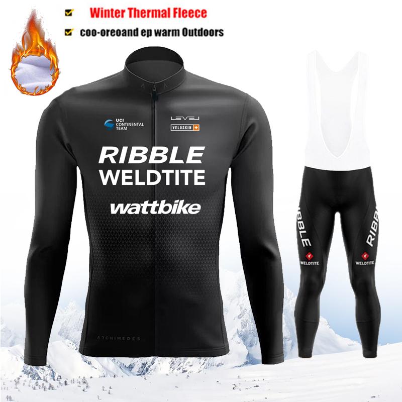 Thermal Fleece Bike Jersey + Bib Pants, Long Sleeve Cycling Clothing Sets Man Black Cycling Clothing 2026 Winter Fleece Warm Cycling Suit Set