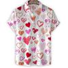 Гавайская рубашка с рисунком в виде 3D-сердца с изображением любви для мужчин и женщин, летние футболки с коротким рукавом, рубашки с пуговицами на лацканах, топы, уличные свободные блузки
