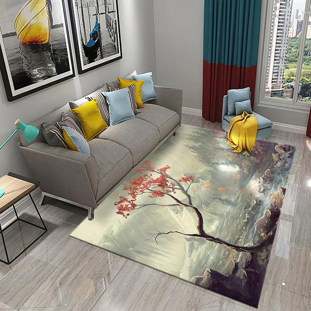 Colorful Tree Abstract Oil Painting Carpet Living Room Bedroom Decor Rug Room Floor Mats Kitchen Bathroom Entrance Non-slip Mats