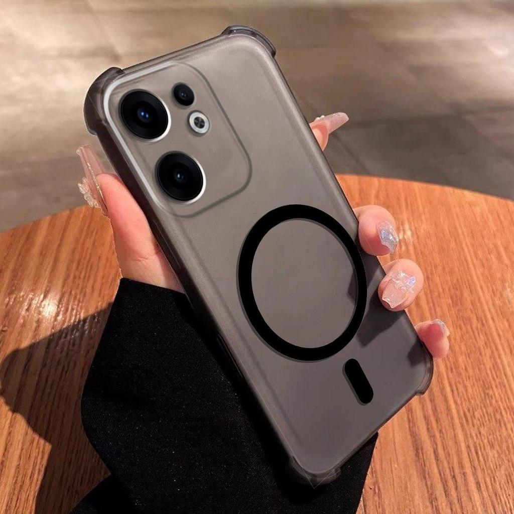 Самодельный силиконовый чехол-желе с магнитным кольцом для OPPO Reno13 F 4G/5G, противоударный, с защитой углов (подушки безопасности)