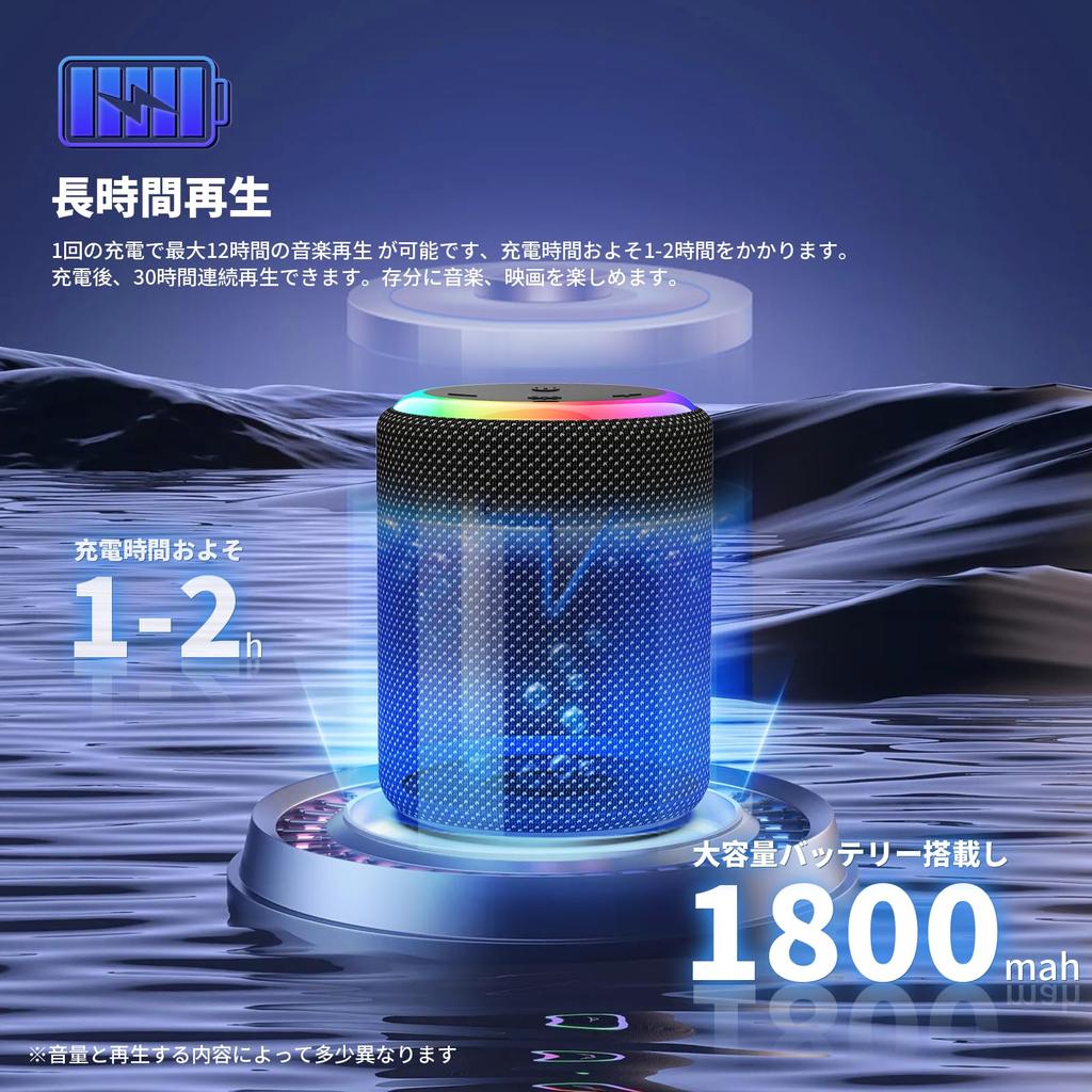 Компактная, Беспроводная Bluetooth-колонка, Высокая громкость, Портативная, Качество звука Hi-Fi [Обновление 2025], Bluetooth 5.3, Светодиодная подсветка, Зарядка Type-C, IPX7