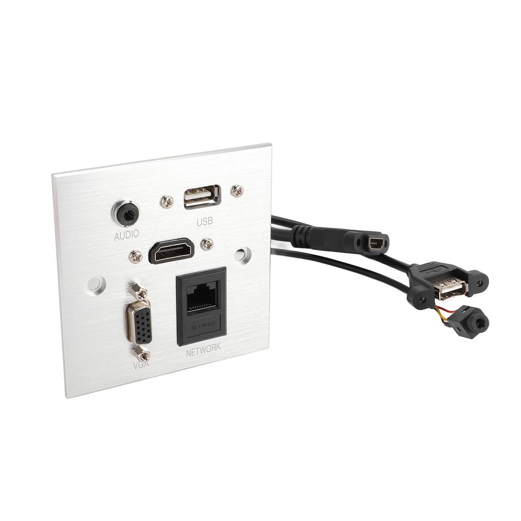 Multimedia Socket Aluminum Alloy USB HD VGA 3.5MM Sound RJ45 Network Wall Socket for Home Hotel