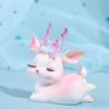 Kawaii Pink Sleeping Deer Figurine Cartoon Deer Birthday Cake Decor  Office