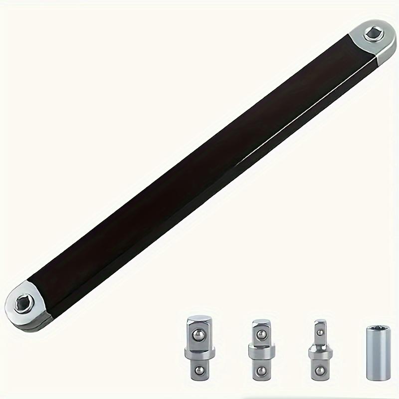 Impact Resistant Extension Wrench Set, Multi-Purpose Ratchet Wrench w/ 12, 14, 38mm Square Drive Adapters for Tight Spaces