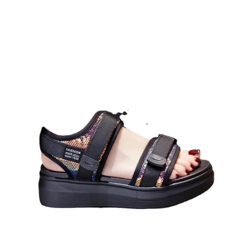 Модные женские сандалии в римском стиле 2024 года, летние новые туфли на платформе, женские повседневные туфли на танкетке для женщин, модные роскошные сандалии на липучках