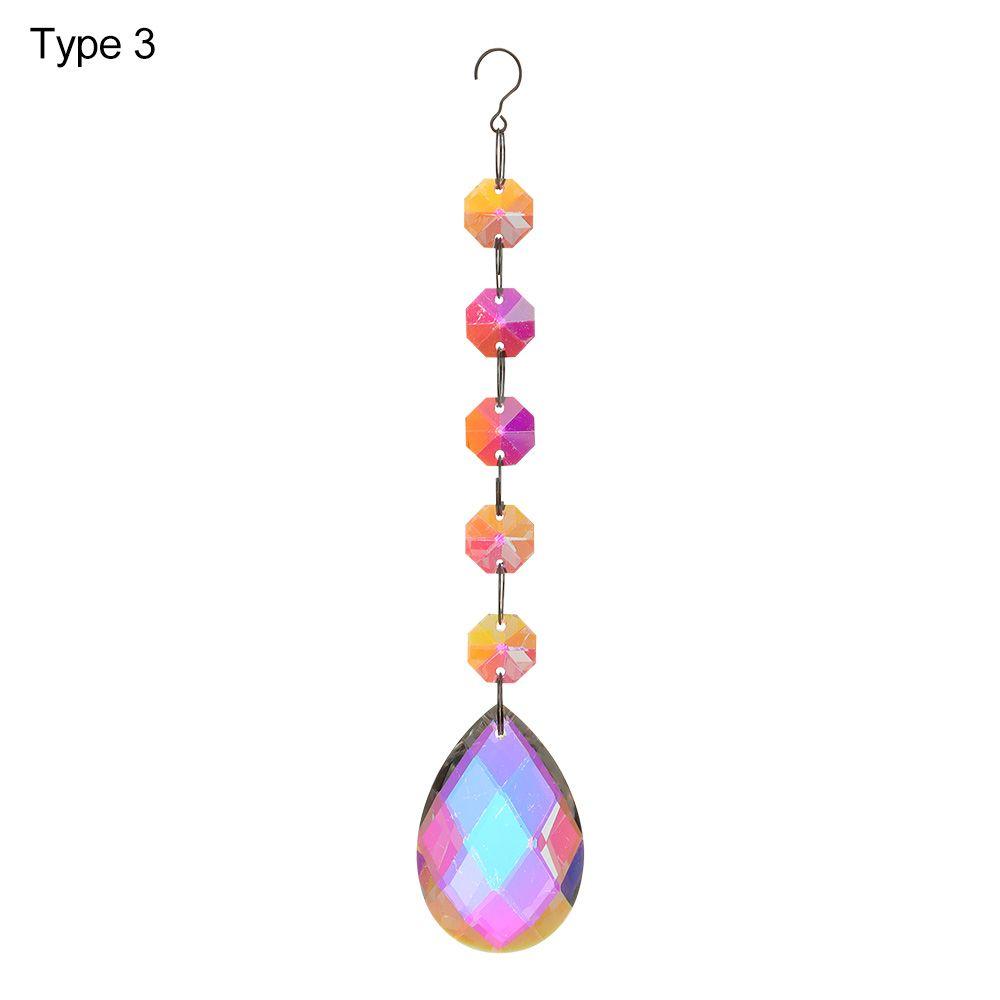 Ornaments Crystal Beads Pendant Chandelier Hanging Chain Diamond Prism Ball Rainbow Suncatcher