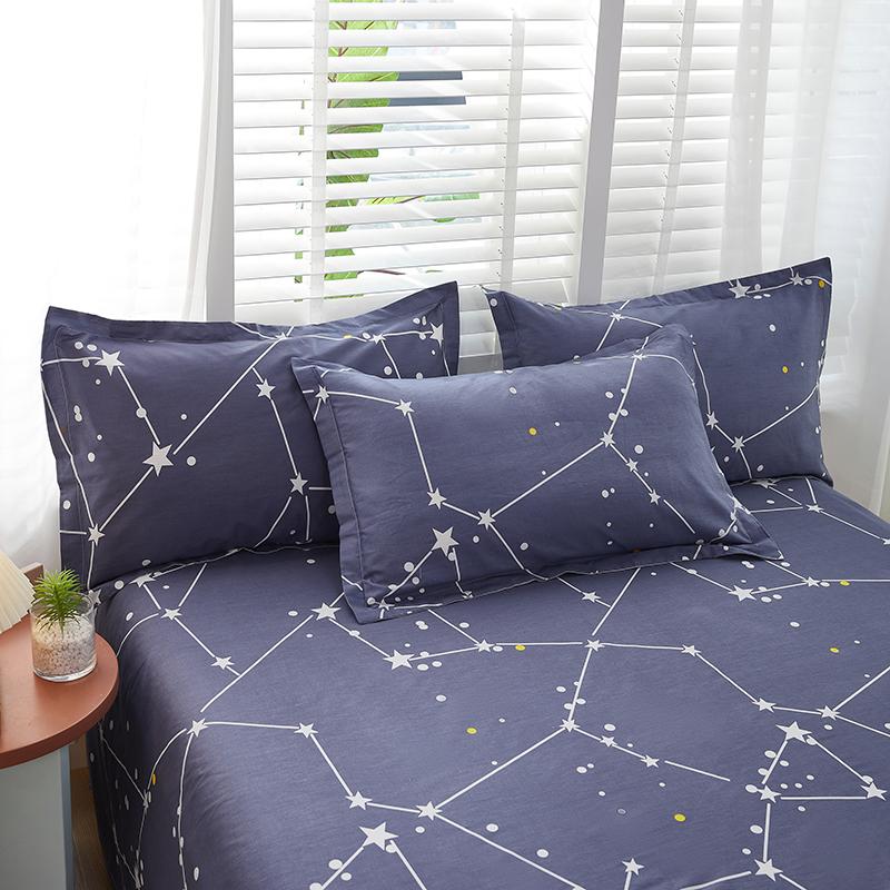 Комплект простыней из 4 предметов «Галактика», хлопковая простыня с изображением созвездия, простыня на резинке с изображением небесного космоса, звездного неба и астрологии, темно-синяя, двойная