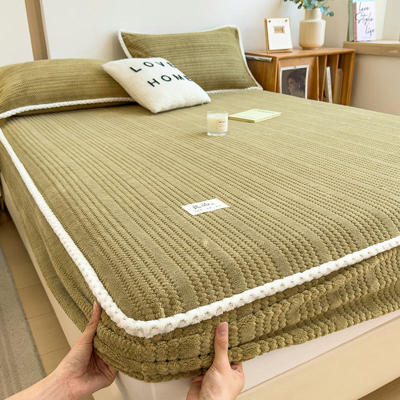 Thick Jacquard Milk Velvet Single Bed Sheet Non slip Sheet Cover
