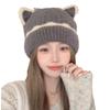 Новые осенне-зимние милые шапки с ушками в корейском стиле для женщин, вязаные шерстяные шапки в японском стиле, большой окружности головы, теплые зимние шапки для защиты от холода
