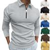 New Waffle Zip Long Sleeve Polo Shirt Men's T-shirt Top 8 Colours