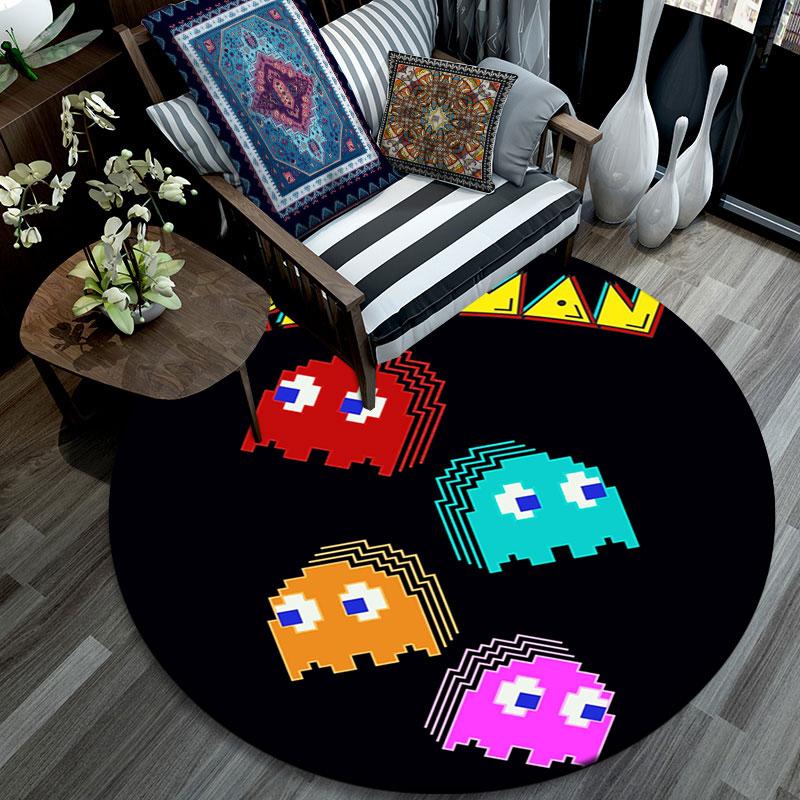 Pac‑Man Poster pattern round rug,Carpet Rug for Living Room Bedroom Playroom ,Non-slip Floor Mat,Holiday Gifts and Birthday Gifts.