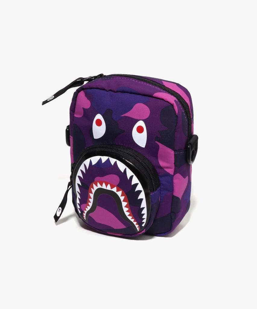 Bape Цветная камуфляжная мини-сумка с акулой, фиолетовая