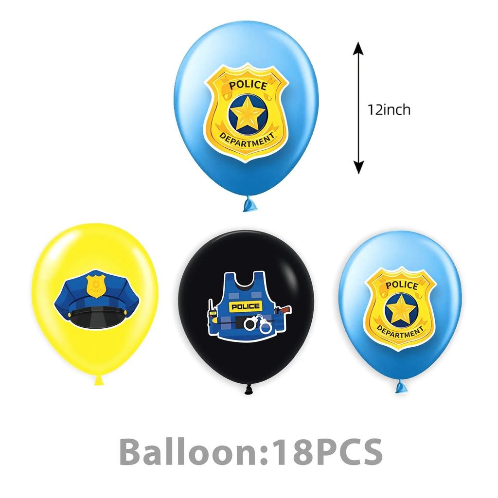Cartoon Police Car Party Decoration Including Disposable Paper Plates Paper Cups Tissues And Childrens Party Decorations