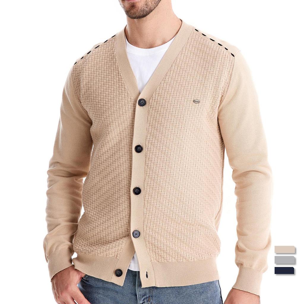 AIOPESON Mens New V Neck Button Up Cotton Cardigan Sweaters Casual Social Knit Sweater Cardigans for Men