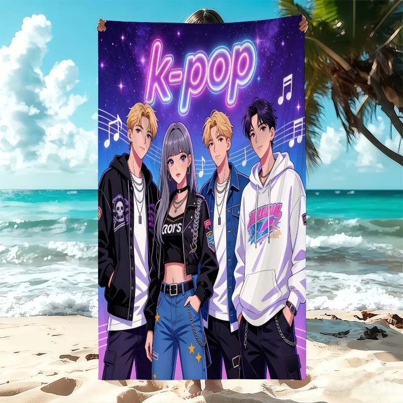 Kawaii K-pop Anime Girl Group Beach Towel Microfiber Soft Quick Dry Gym Sports Towel Bath Towel for Bathroom Swimming Outdoor
