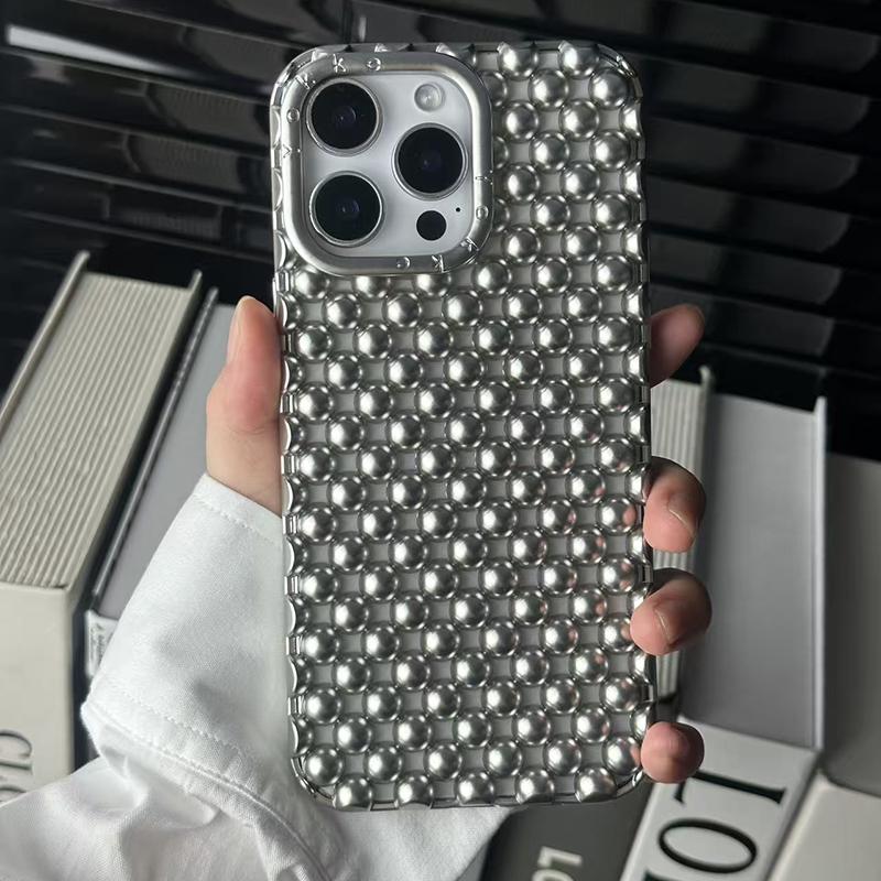 Матовый Серебристый Чехол для Телефона с Полыми Бусинами для iPhone 13 14 15 16 17 Pro Max 17 Air Летний Теплоотводящий Задний Чехол