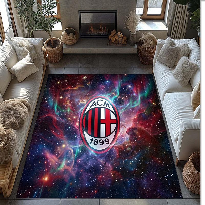 Фланелевый ковер с принтом AC Milan, нескользящий, мягкий, из полиэстера, для пола, декоративный коврик для спальни, гостиной, дивана, игровой комнаты, домашний декор