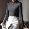 Autumn and Winter Half-high Collar Fleece-lined Base Shirt Women's Inner Slim-fit Solid Color Long-sleeved Base Shirt