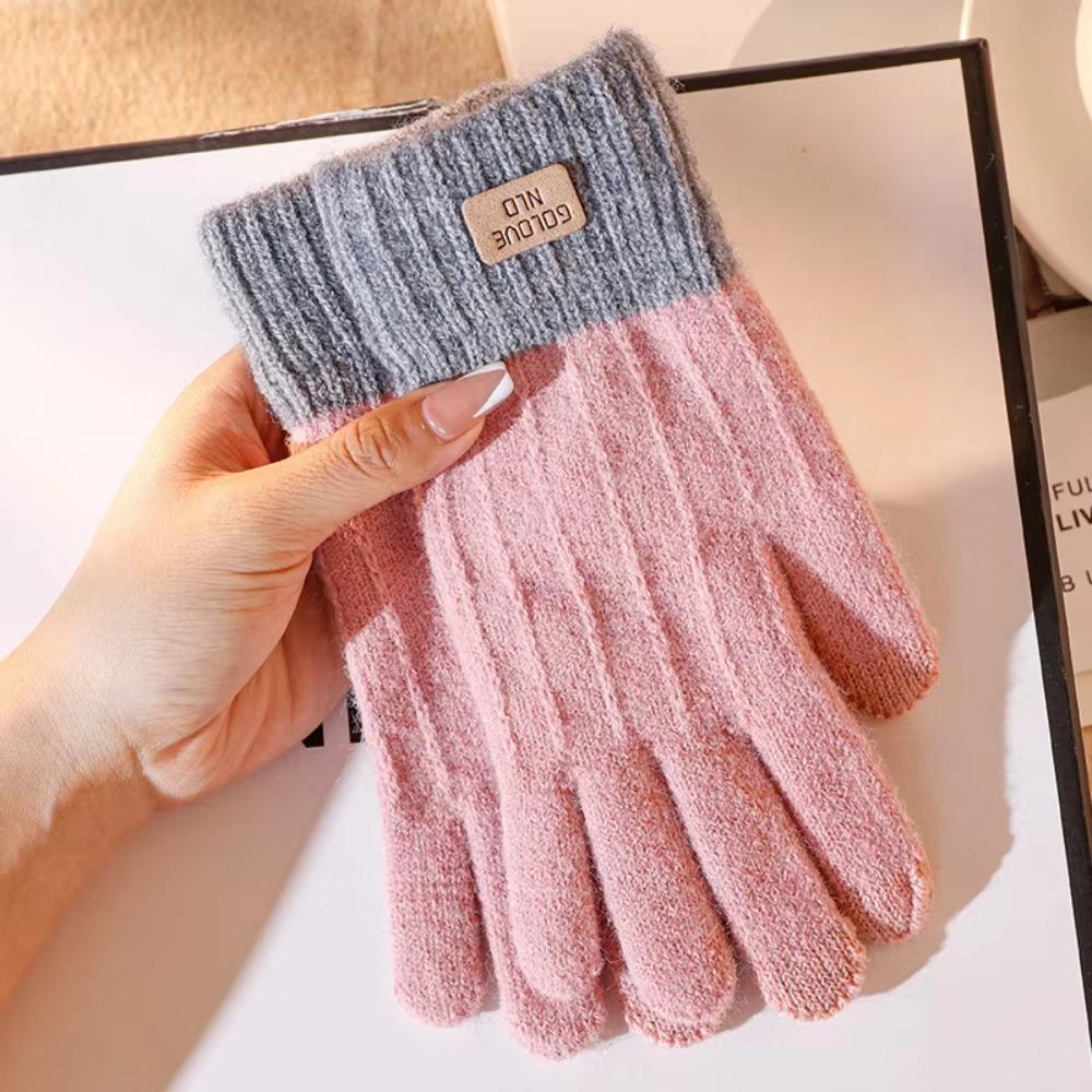 Anti slip Winter Gloves Touchscreen Women Gloves Vintage Warm Mittens  Outdoor Riding