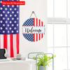 2D плоский 20*20см 1шт 4 июля День независимости США Приветственная табличка Деревянный подвесной декор, Звездный узор Потрясающее хорошее качество Украшение для окна/сада/двери