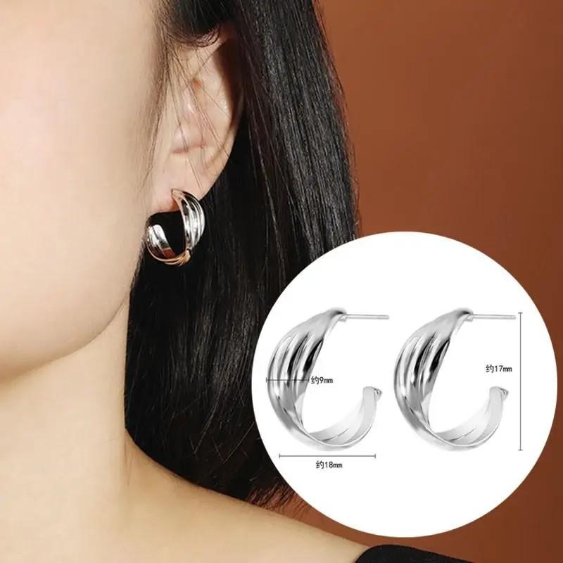 Fashion Vintage Gold U Earrings For Women Metal Earing Jewelry Trending New Korean Silver Oval Hoop Earrings