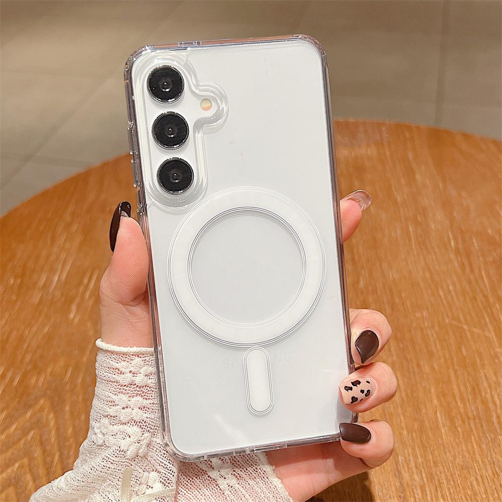 For Magsafe Wireless Charge Case For Samsung S25 S24 S23 S22 S21 S20 FE Ultra Plus A56 A36 A26 A16 A06 A55 Clear Acrylic Cover