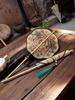 Dunhuang Retro Fine Bamboo Fan, Round Fan with Tassels and Long Handle, Can Be Curled into a Palace Fan for Dancing and Photography