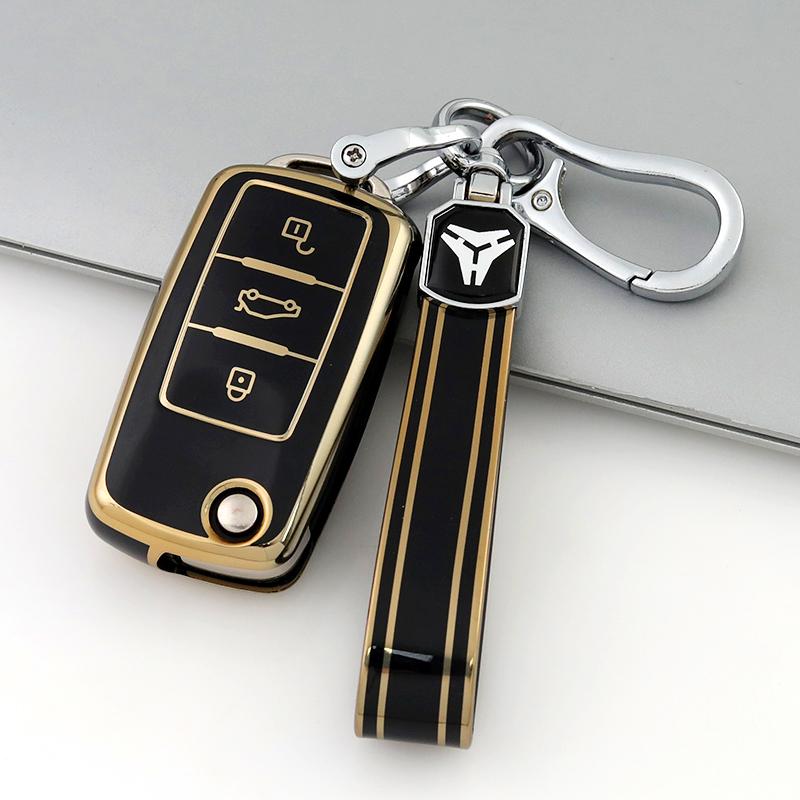 WMNC2 Tpu Car Key Case for VW Volkswagen Polo Tiguan Passat Golf Jetta Lavida Skoda Octavia 3 Buttons Full Cover Protection Shell Bag
