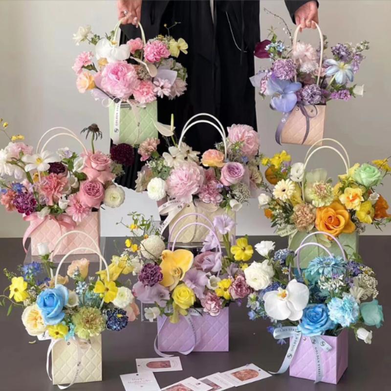 1-10PCS Reusable Waterproof Flower Gift Tote Bag Portable Floral Packaging Bag for Wedding Birthday Party Bouquet ArrangementUse