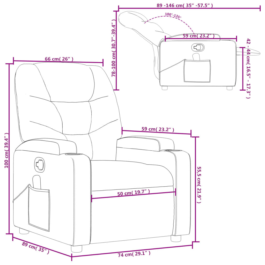 Massage Recliner Chair Relaxation Chair Grey Faux Leather