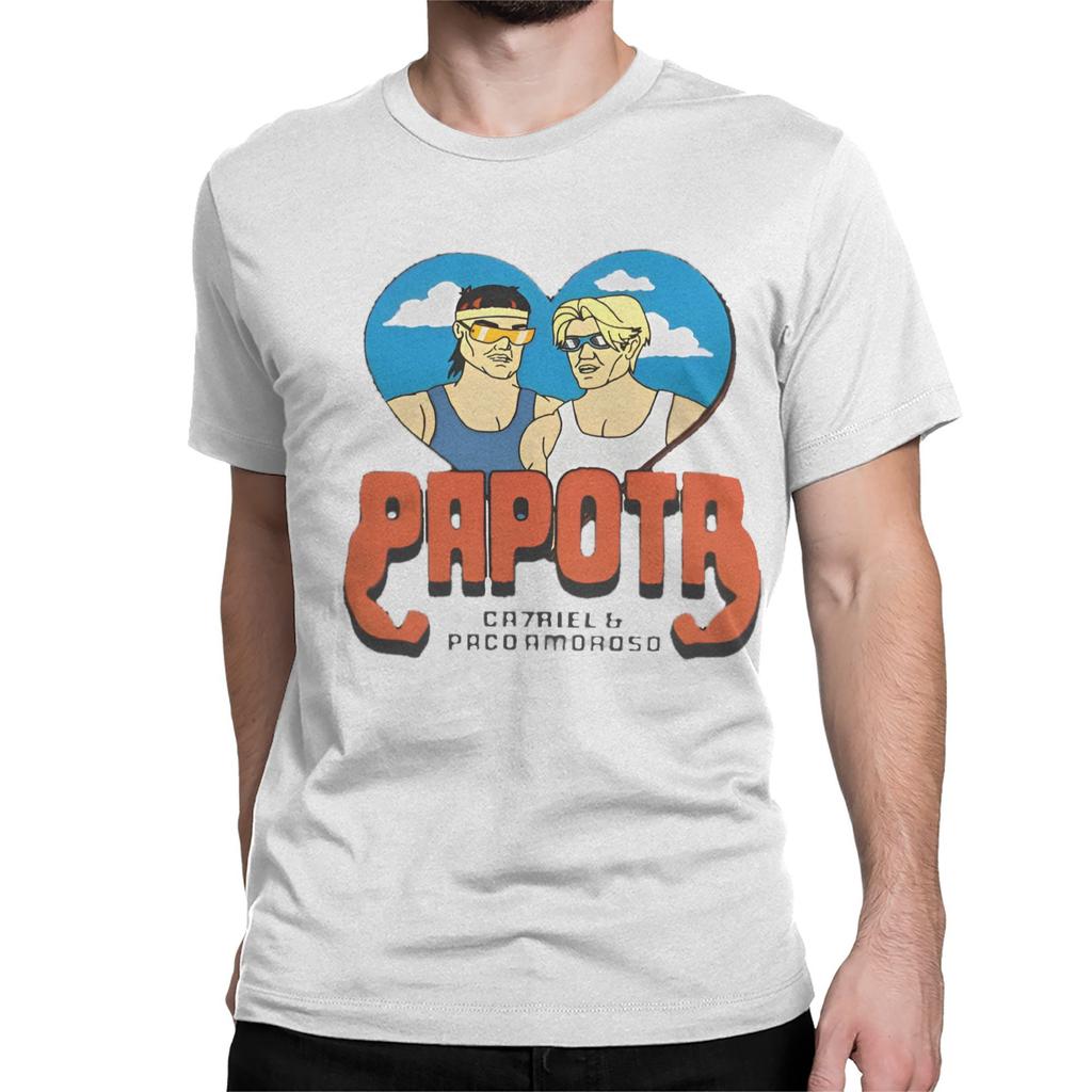 CA7RIEL & Paco Amoroso Papota Tour Футболки для мужчин 100% Хлопок Винтажные Футболки Круглый вырез Футболки с коротким рукавом Одежда Большие размеры